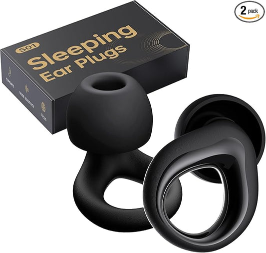 QWH Ear Plugs for Sleeping Noise Cancelling, Reusable Silicone Earplugs for Sleeping, Deep Focus, Travel, Snoring, 30dB Noise Reduction, High Fidelity Hearing Protection（Black）