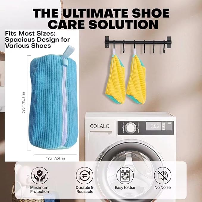 Shoe Washing Machine Bag, Shoe Laundry Bags for Washing Machine, 2 Pcs Snkear Shoe Washing Bag, Laundry Shoe Bag for Washer and Dryer, Reusable Shoe Washing Bags (Blue)