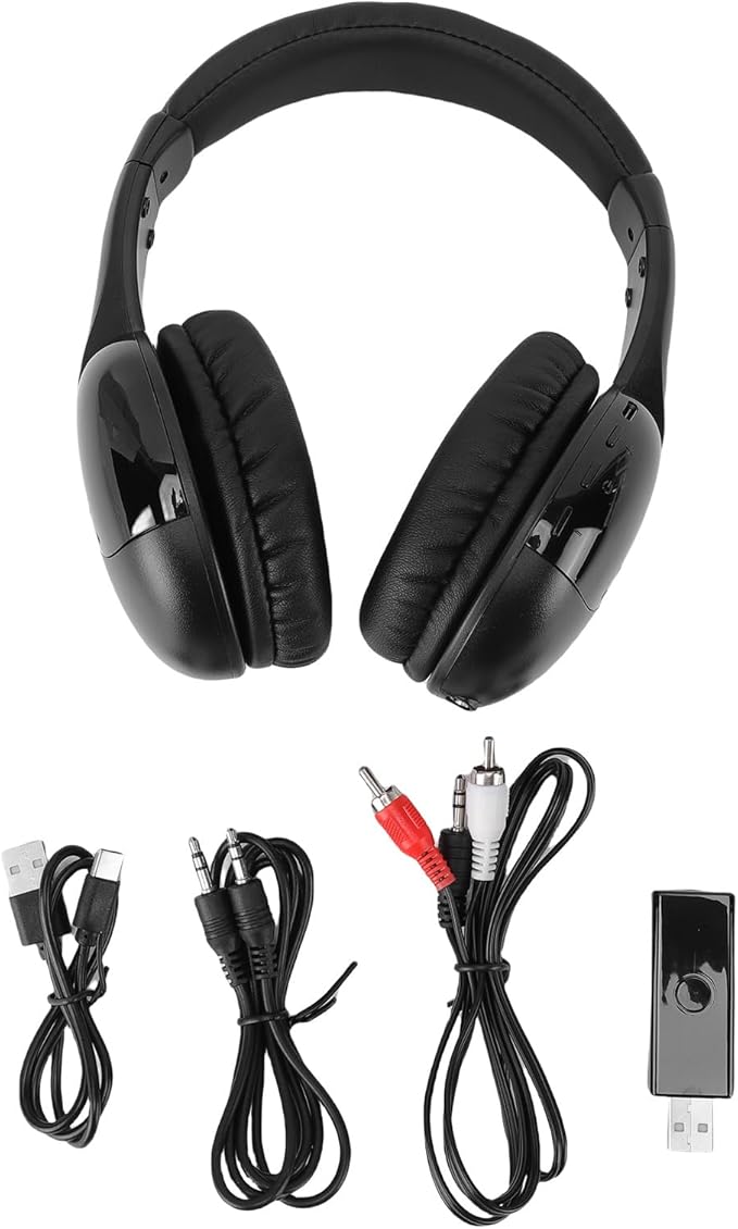 TV Wireless Headphones BT Headset Dual Mode Overear Headphones for Phone Computer DVD with Microphone for Clear Communication