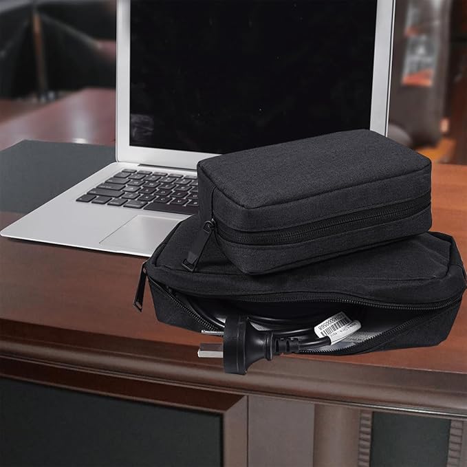 Electronics Accessories Case, Electronic Organizer Travel Cable Accessories Bag, Portable Waterproof Storage Bag for Hard Drive,Power Bank,Chargers,Mouse,Various Accessories(Small+Big-Black)