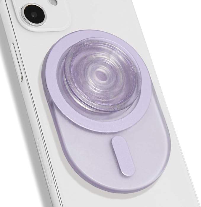 Oval Magnetic Phone Grip – MagSafe Compatible, Translucent Design, Slim and Lightweight, Grip and Stand for iPhone (Violet)