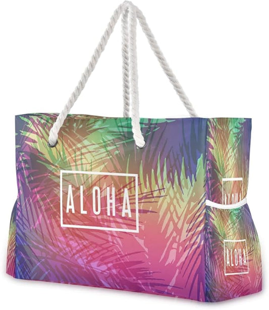 senya Large Beach Shoulder Bags Canvas Tote Water Resistant for Gym Travel Daily