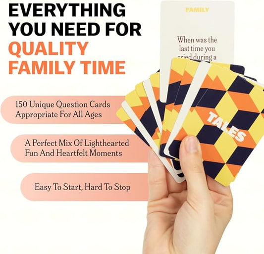 TALES 150 Conversation Cards, Family Edition, for Families, Adults, Teens, and Kids, Family Dinners, Game Nights, and Gatherings, Prompts for Meaningful Connections