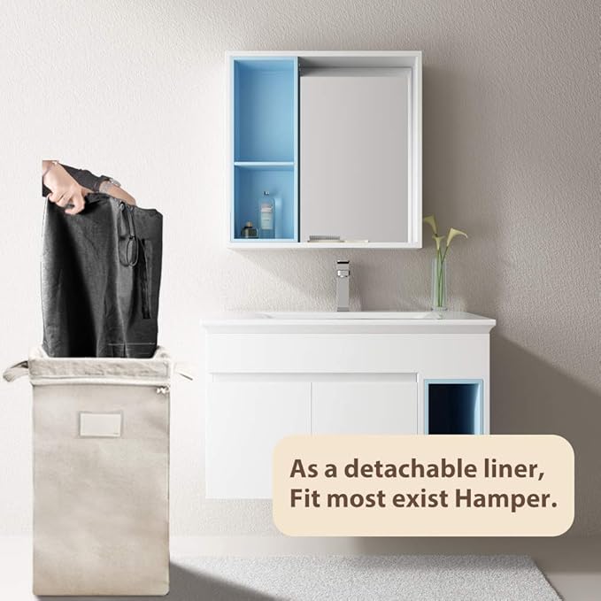 MCleanPin Washable Laundry Bags with Handles,140L Dirty Clothes Storage Bag for College Dorm or Travel, Laundry Liner Fit Most Laundry Hamper or Basket,2 Pack (Classic Black)