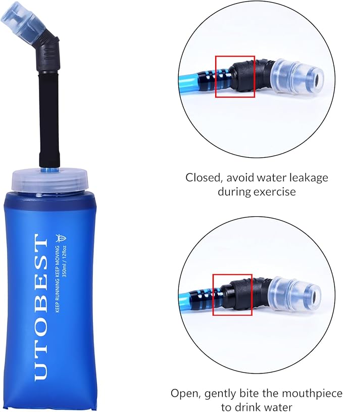 Soft Flask Collapsible Running Water Bottle, Flexible TPU Folding Flask for Hydration Pack, Soft Flask Bottles for Hiking Cycling