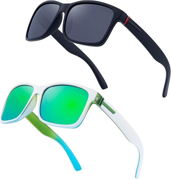 LECKIRUT Vintage Polarized Sunglasses for Men Women Retro Oversized Square Mirror Sun Glasses