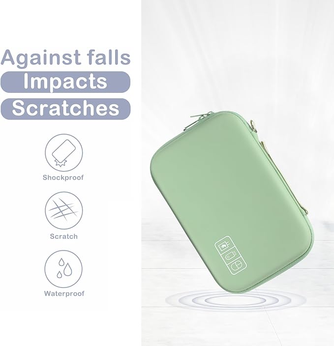 MOSISO Electronic Organizer Travel Case Compatible with MacBook Power Adapter, Compatible with Magic Mouse & Pencil, SD Card, USB Flash Disk with 4 Modular Insert & 2 Cable Tie & Snap Hook, Green