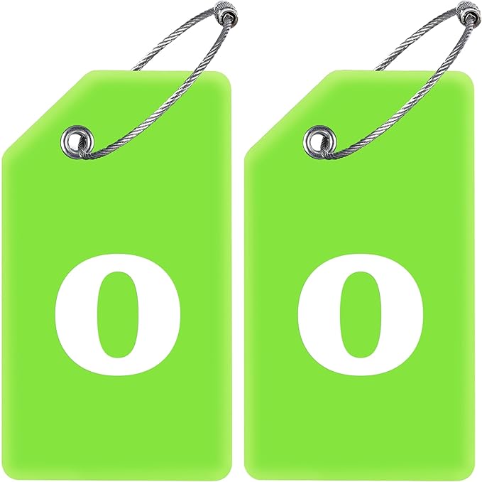 Gostwo 2 Pack Silicone Luggage Tags for Suitcases, 26 Initial Letter Baggage Labels Handbag School Bag Suitcase Instrument Tag with Stainless Steel Loop(Green)(Letter O)