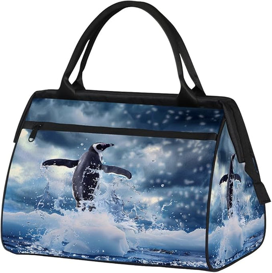 Travel Duffel Bag Penguin Bird Waterproof Sports Duffel Bags Lightweight Large Capacity Weekender Carry On Gym Bag for Women Men