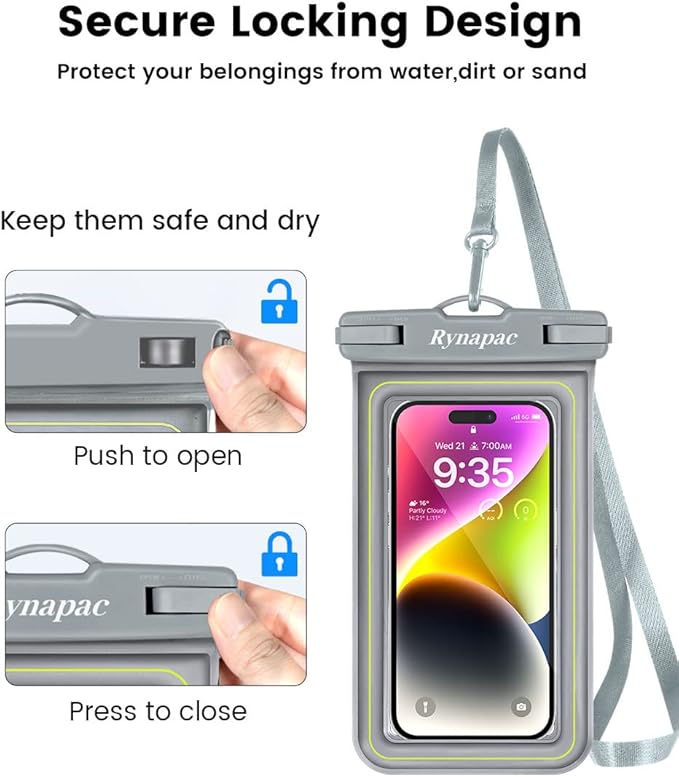 IP68 Waterproof Phone Pouch, Floating Waterproof Phone Case for iPhone 16 15 Pro Max Galaxy S24+ S23 Pixel 8 Pro with Detachable Lanyard, Cellphone Dry Bags Beach Vacation Essentials -2 Pack