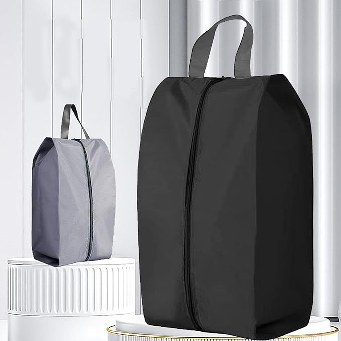 4 Pack Shoe Organizer Set Zippered Shoe Bags with Handles Stylish Portable Nylon Shoe Storage for Travel & Home Ideal Gift for Men & Women (Grey, XL)