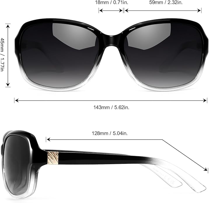 SIPHEW Polarized Sunglasses for Women | Vintage Square Sunglasses w UV400 Protection | Womens Wraparound Shade