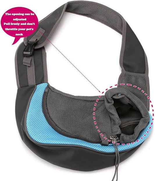 Pet Dog Sling Carrier, Breathable Mesh Portable Travel Safe Pet Sling Shoulder Bag Carrier with Adjustable Non-Slip Shoulder Strap for Small Dogs Cats Puppy