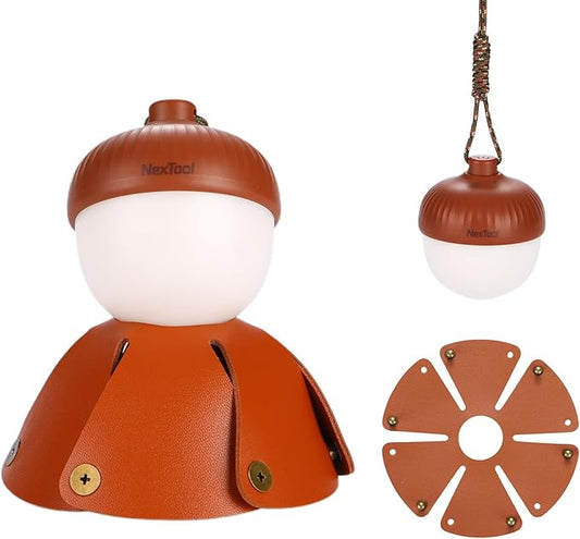 Acorn-Shaped LED Camping Lantern, Rechargeable LED Tent Lights, 1800K-5000K steppless dimming, Portable Night Light for Kids, Camping, Hiking, Backpacking, Bag Charms, DIY Art Toy