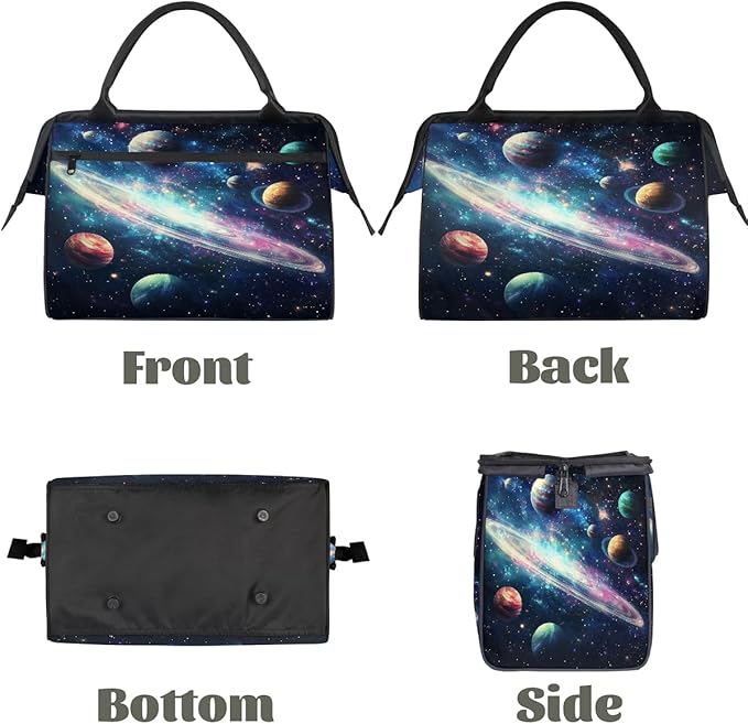 Large Travel Duffle Bag for Women Men,Waterproof Weekender Overnight Bag Carry on Tote Bags for Gym Sport Business Trip,Galaxy Planets Stars Duffel Bags