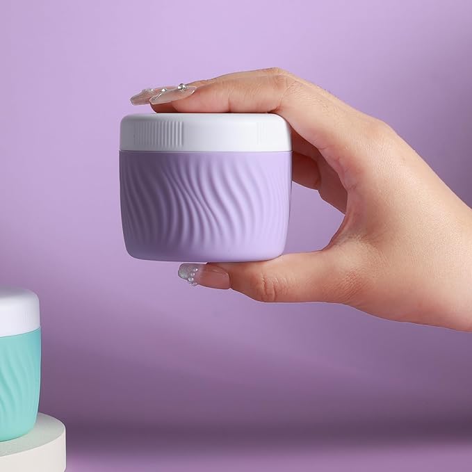 Travel Containers for Toiletries, Silicone Cream Jars BPA-Free, TSA Approved 3oz Travel Size Containers, Leak-proof Portable Size Silicone Jars with Lid for Face Hand Body Cream (4 Pack)