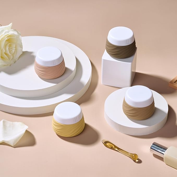 Travel Containers for Toiletries, Silicone Jar with Lid Eternal Moment, TSA Approved Travel Size Bottles with Clear Bag, Leak-proof Traveling Accessories Cosmetic for Lotion Face Body Cream (4 Pack)