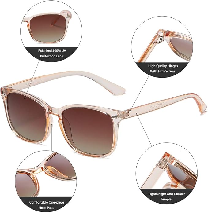 DUSHINE Polarized Sunglasses for Women Classic Retro Style UV400 Protection