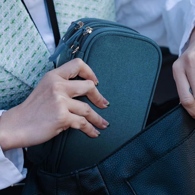 Electronics Organizer Travel Case, Water Resistant Cable Organizer Bag Cord Organizer Pouch for Cable, USB, Charger, Phone, Power Bank, Earphone, Electronics Accessories (Dark Green, Medium)