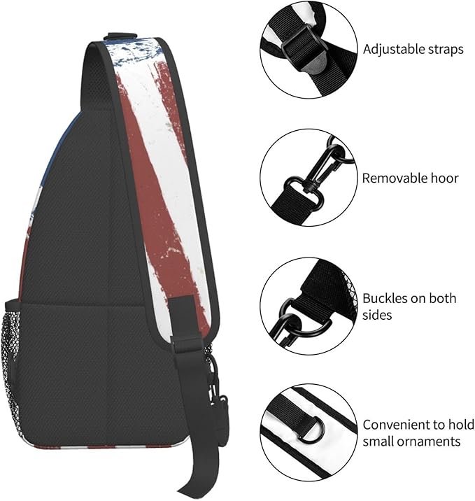 American Flag Sling Bag Multipurpose Crossbody Sling Backpack Travel Cycling Hiking Shoulder Bag For Women Men