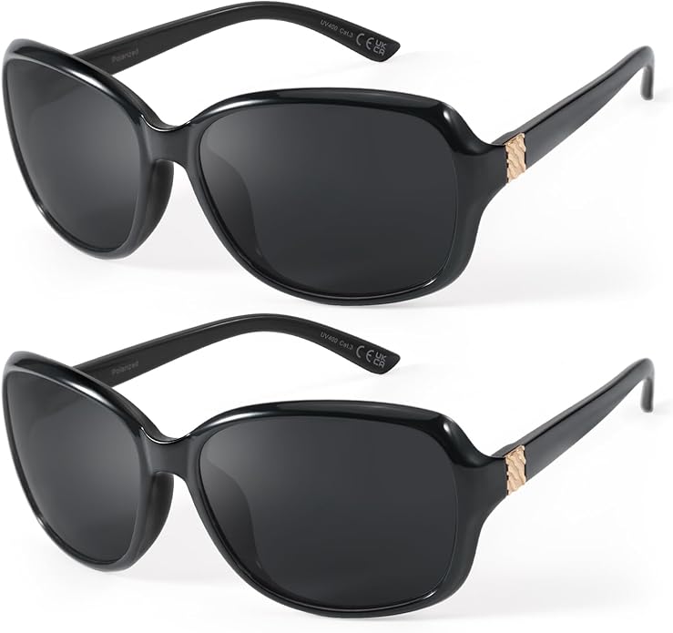 SIPHEW Polarized Sunglasses for Women | Vintage Square Sunglasses w UV400 Protection | Womens Wraparound Shade