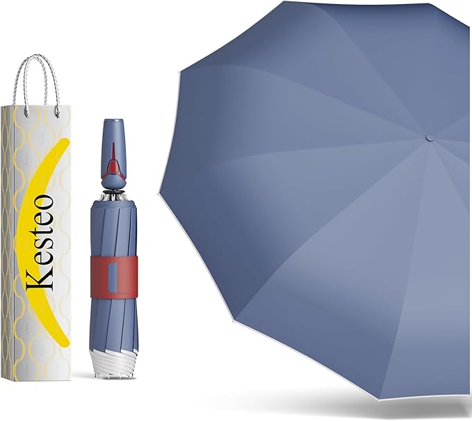 Windproof Travel Umbrella for Rain, Withstand 85MPH Winds, 54 Inch Automatic Reverse Fold Umbrellas Easy Auto Open Close, Portable Compact Umbrella Includes Cover Bag, Perfect for Travel, Car, Commute, Women Men, Backpack