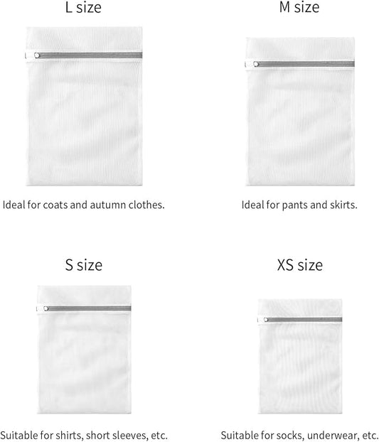 10 Pack Mesh Laundry Bags for Delicates with Non Rust Zipper- MDSXO White Laundry Bags Mesh Wash Bags, Easy Fit Bra, Sock,Lingerie,Sneaker,Baby Laundry for Washing Machine Travel Storage[1XL/3L/3M/3S]