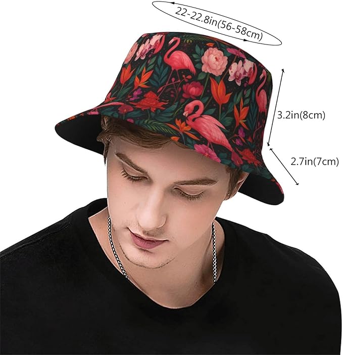 Unicorn and Pink Flower Fisherman Hat Summer Foldable UV Protection Sun Hat