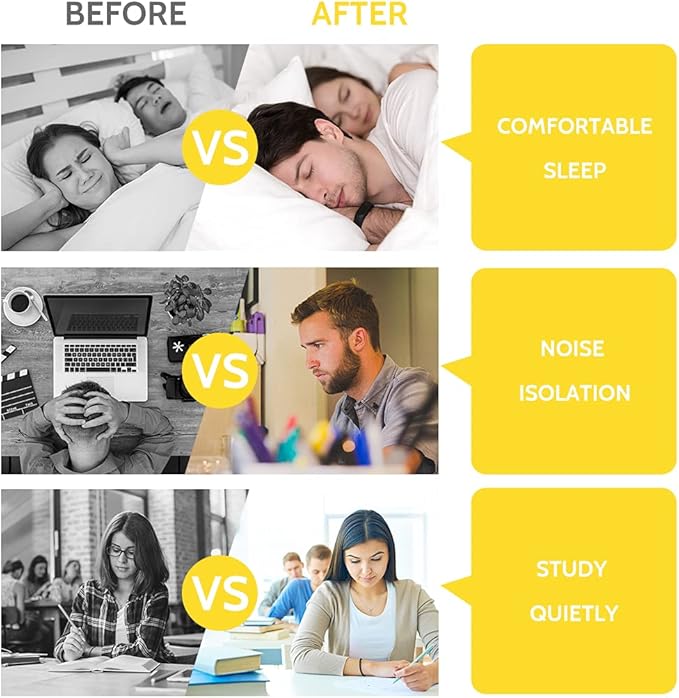 LYSIAN Foam Earplugs - 60 Pairs, 38dB Ear Plugs for Sleeping Noise Cancelling, Mowing, Shooting,Double Color Yellow/White