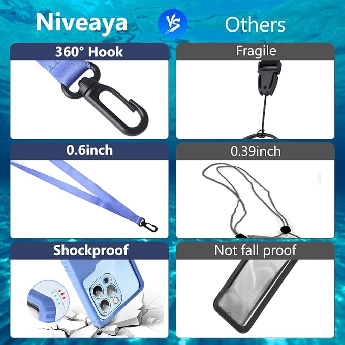 Niveaya IPX8 Waterproof Phone Pouch Case Compatible for iPhone 17 16 15 14 13 12 Pro Max Up to 7", Cruise Ship Essentials Must Haves Dry Bag for Vacation Beach Travel Kayak Accessories