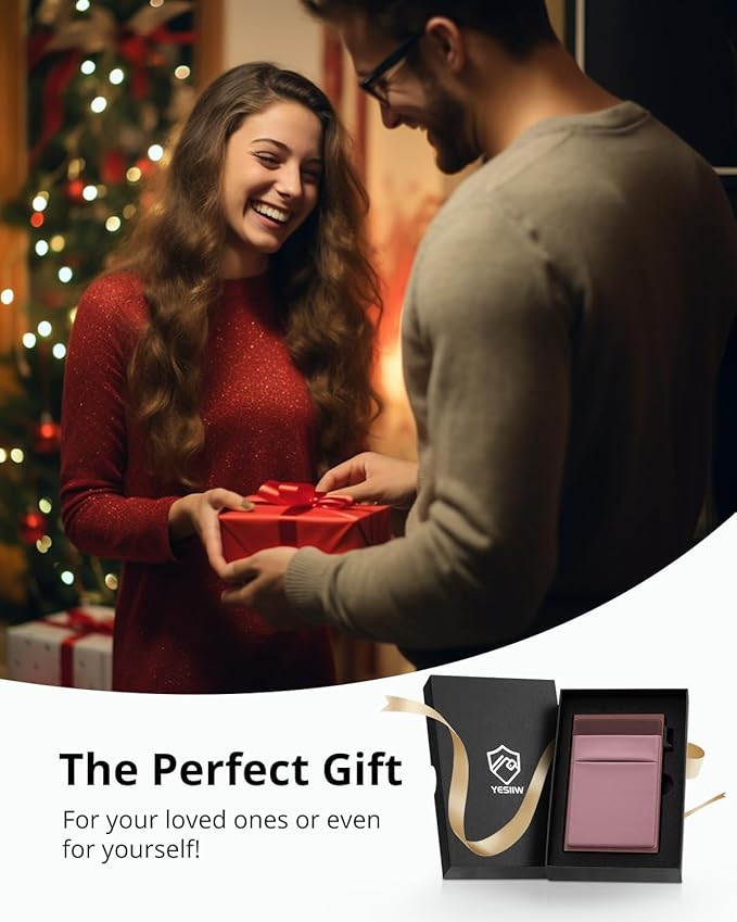 YESIIW Credit Card Holder Wallet for Men RFID Blocking Slim Minimalist Metal Wallet with Money Pocket Contactless Card Protector