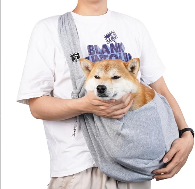 CYBERNOVA Small Pet Dog Cat Sling Carrier for 3-15lbs, with Pocket,Hand-Free Pet Bag Dog Cat Puppy Carry Bag for Travel and Walking Outdoor (grey2)