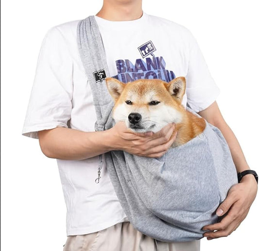 CYBERNOVA Small Pet Dog Cat Sling Carrier for 3-15lbs, with Pocket,Hand-Free Pet Bag Dog Cat Puppy Carry Bag for Travel and Walking Outdoor (grey2)
