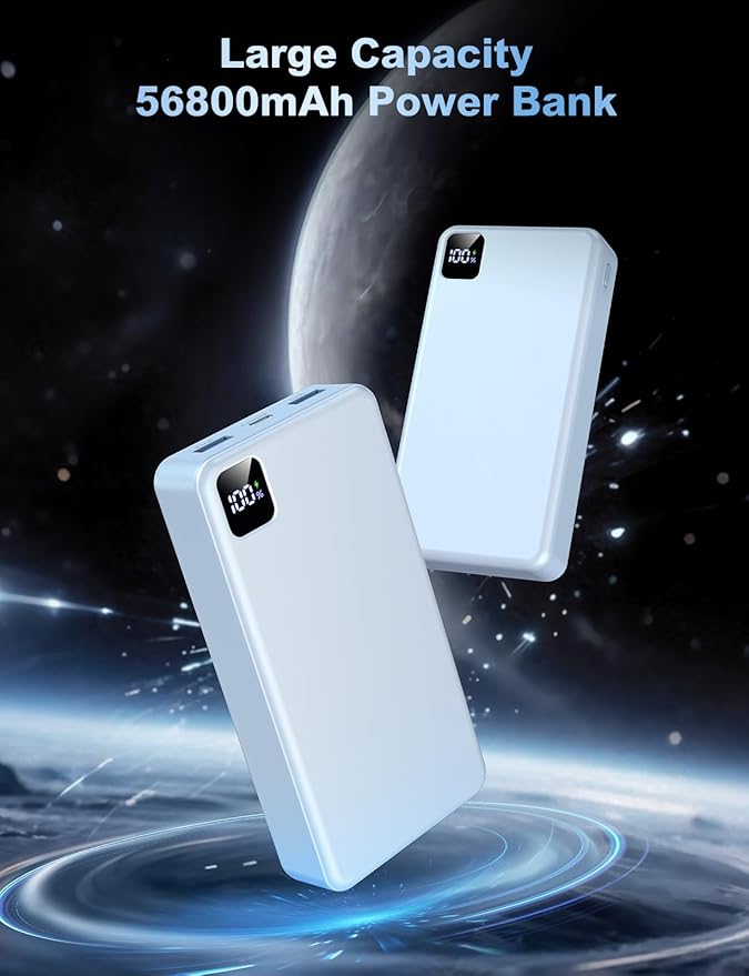 Portable Charger Power Bank 56800mAh Battery Pack-22.5W Fast Charging with USB C & LED Display, 3 Outputs High Capacity Portable Power Bank for iPhone 16/15/14/13 Series, Samsung, iPad etc