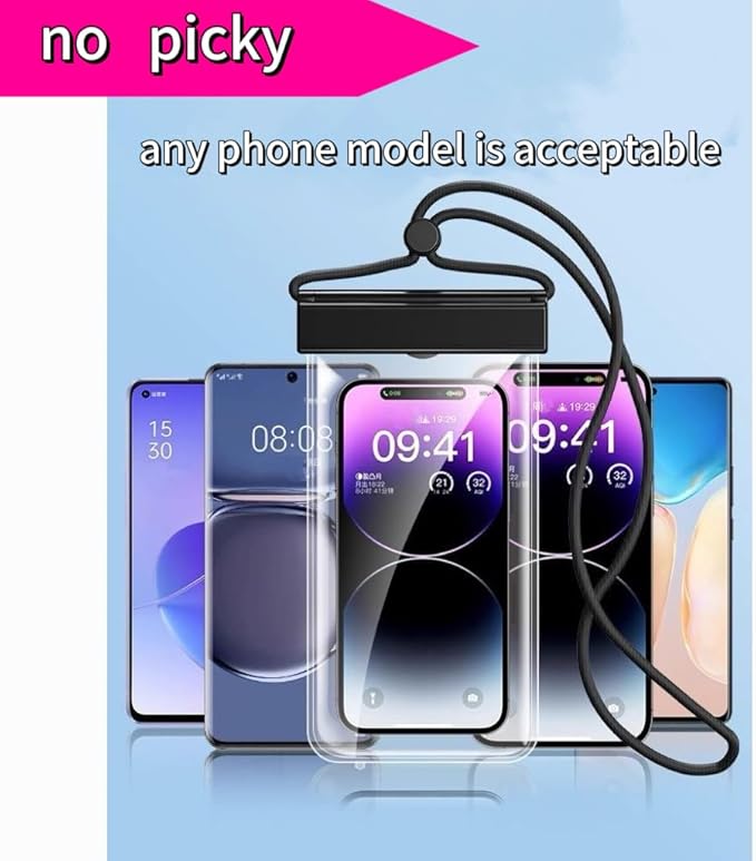 1PCS Waterproof Phone Case - Universal Fit for iPhone 14/13/12 & Android Phones - Submersible Up to 100ft for Kayaking, Fishing, Rain,etc.(Black/White/Pink) (Black)