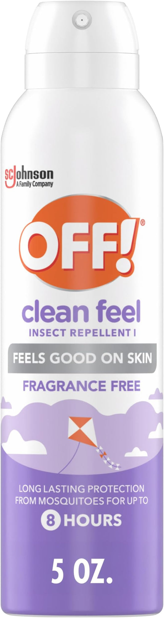 OFF! Clean Feel Insect Repellent Aerosol with 20% Picaridin, Bug Spray with Long Lasting Protection from Mosquitoes, Feels Good on Skin, 5 oz