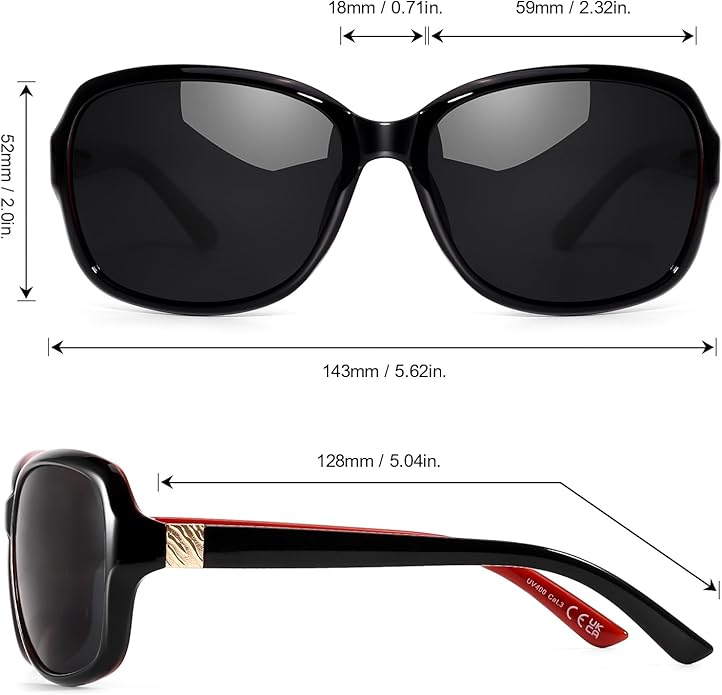 SIPHEW Polarized Sunglasses for Women | Vintage Square Sunglasses w UV400 Protection | Womens Wraparound Shade