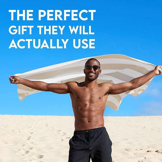 Dock & Bay Customized Beach Towel - Quick Dry, Sand Free - Compact, Lightweight - 100% Recycled - Includes Bag - Cabana - Bora Bora Beige - Large