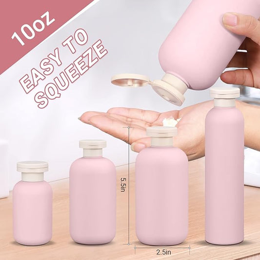 ASEVAT 10 oz Plastic Squeeze Bottle for Lotion, Plastic Empty Shampoo Conditioner Container, Plastic Travel Size Toiletries Bottles for Shampoo, Lotion, Cream and Liquids (3 Pcs