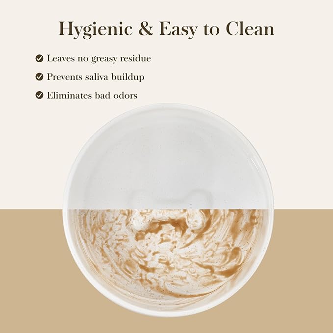 MALACASA Ceramic Dog Bowls, Dog Water/Food Dish with Wood Stand Non-Slip,14oz, Pet Basic Bowls for Your Puppy, Small Dogs or Cats,Glaze Matte Weighted Non-Slip (S-1.5 Cups)