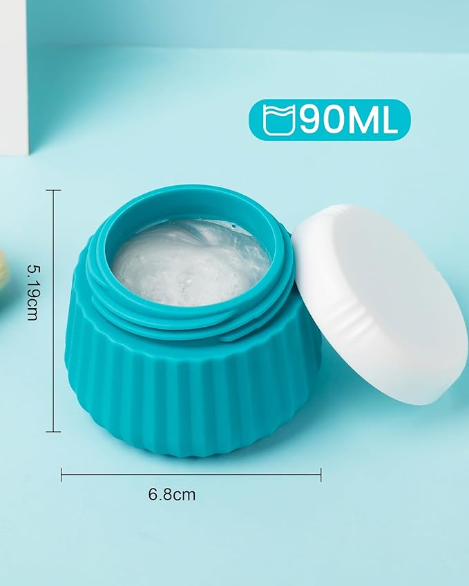 Travel Containers for Toiletries 4 Pack, TSA Approved Travel Size Toiletries, Travel Size Containers, With Clear Bag Leak Proof Silicone Jars, Travel Essentials Creams Jars Carrying Small Items