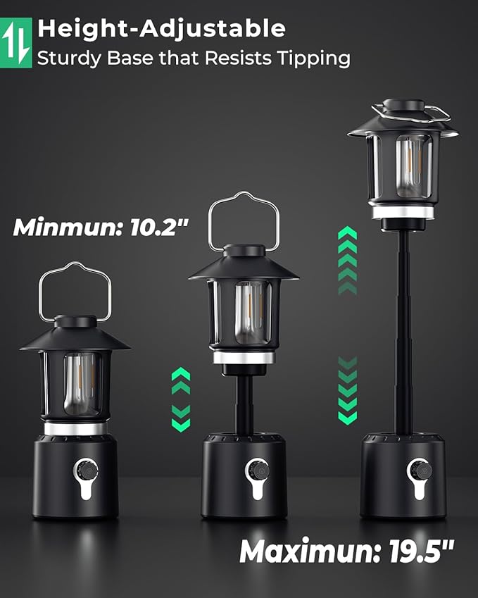 Camping Lantern Rechargeable, Telescopic Camping Light, Waterproof Retro Emergency Lights, Electric Lanterns for Power Outages, Vintage Hurricane Lamp for Tent Outdoor Patio RV Fishing