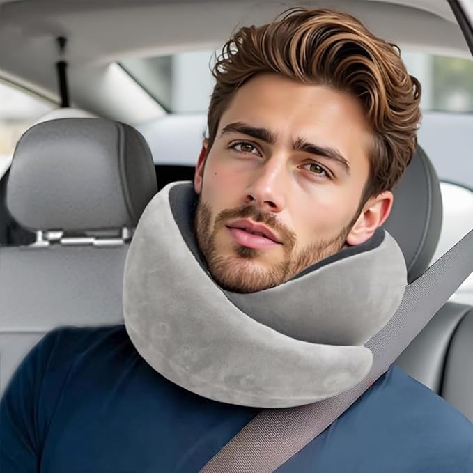 Snail Flexible Neck Pillow, Airplane Travel Pillow, Premium Memory Foam Travel Pillow, 360° Ergonomic Design, Asymmetrical Sides, Suitable for Office, Automotive, Washable Pillowcase