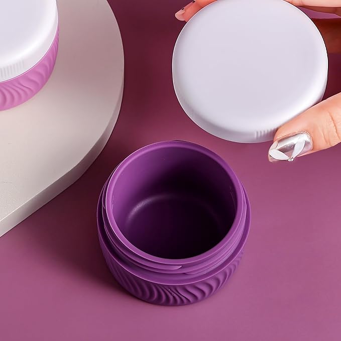 Travel Containers for Toiletries, Silicone Cream Jars BPA-Free, TSA Approved 2oz Travel Size Containers, Leak-proof Portable Size Silicone Jars with Lid for Face Hand Body Cream (4 Pack)