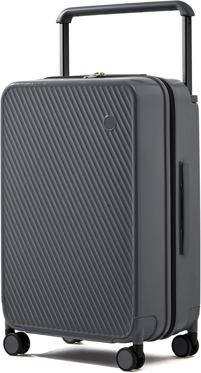 mixi Carry On Luggage Airline Approved 20'' Lightweight Luggage Wide Handle PC Hardshell Suitcases with Spinner Wheels & TSA Lock, Rock Gray