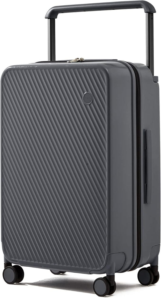 mixi Carry On Luggage Airline Approved 20'' Lightweight Luggage Wide Handle PC Hardshell Suitcases with Spinner Wheels & TSA Lock, Rock Gray