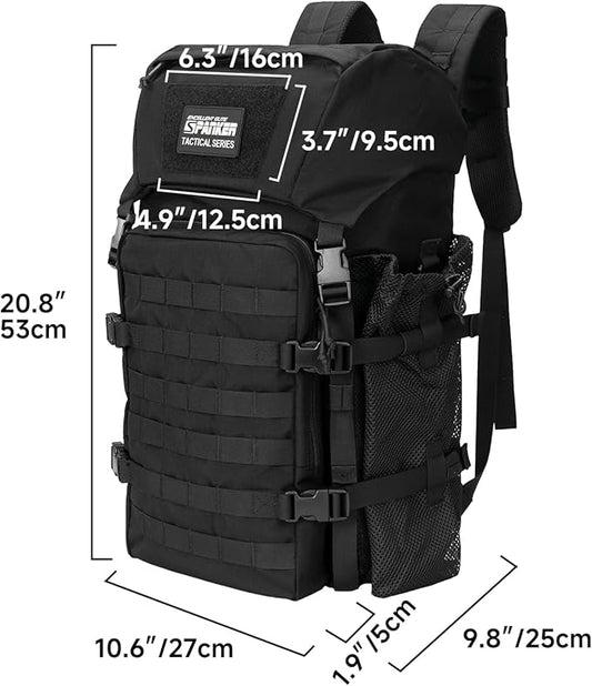 EXCELLENT ELITE SPANKER 40L Camping Hiking Backpack for Men and Women Tactical Military Backpack Large Rucksack Assault Pack Bag for Outdoor Camping, Hiking,Travel Backpacking(Black)
