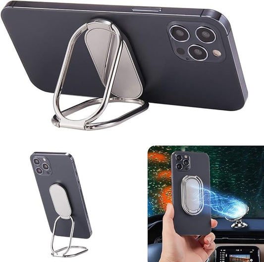 Phone Ring Holder Finger Kickstand Foldable Cellphone Back Stand 360° Rotation Metal Ring Grip Holder for Magnetic Car Mount Compatible with iPhone iPad Smartphone