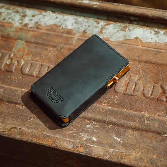 Double Oak Essentials SLIM Leather Pop-up Wallet — Removable Cardholder Design with Locking Mechanism - RFID Blocking, Top Grain Cowhide Leather (King's Edition)