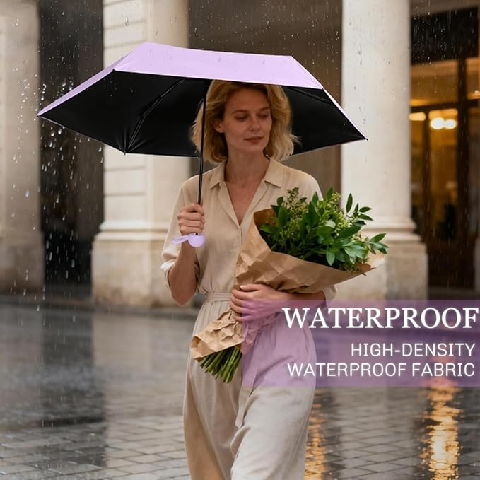 TOPSAIL Mini Umbrella Compact for Travel, UV Sun Protection(UPF50+), Waterproof for Light Rain, Suitable for Women & Kids With a Case, Manual 6k Folding Small Pocket Size Ufor Backpack/Purse